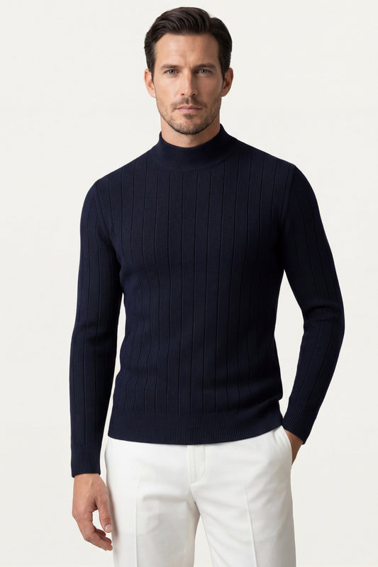 Arleno Navy Merino Turtleneck