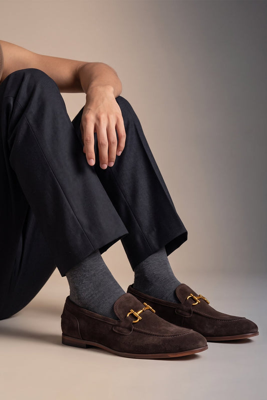 Merano Brown Suede Horsebit Loafers