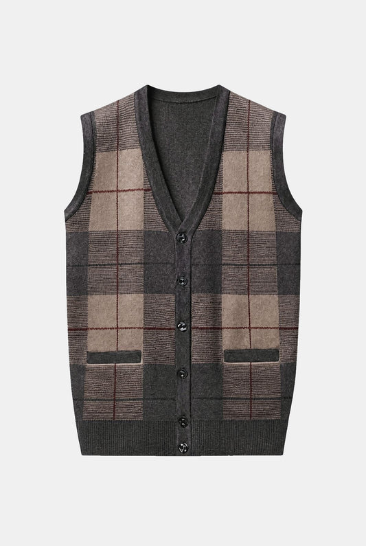 Galway Check Knit Vest