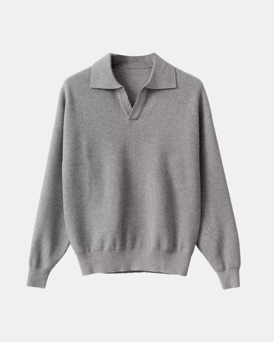 Textured Knit Polo Sweater