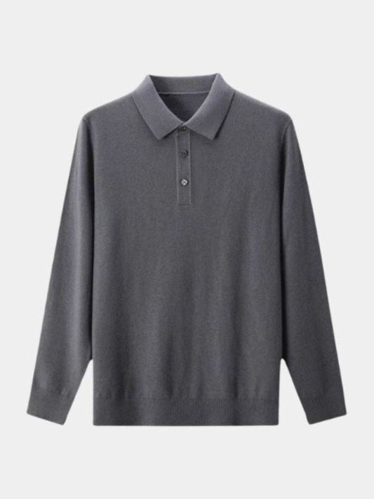 Wool Knit Button Up Polo Pullover - Montierri