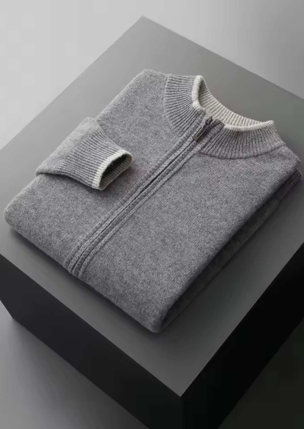 Trento Two-Tone Merino Zip Cardigan