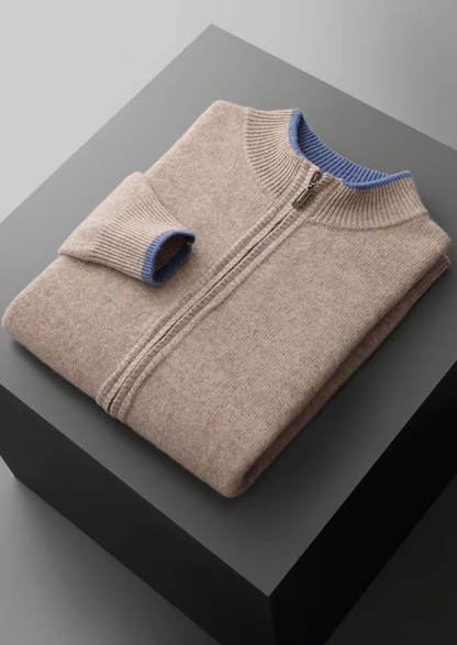 Trento Two-Tone Merino Zip Cardigan