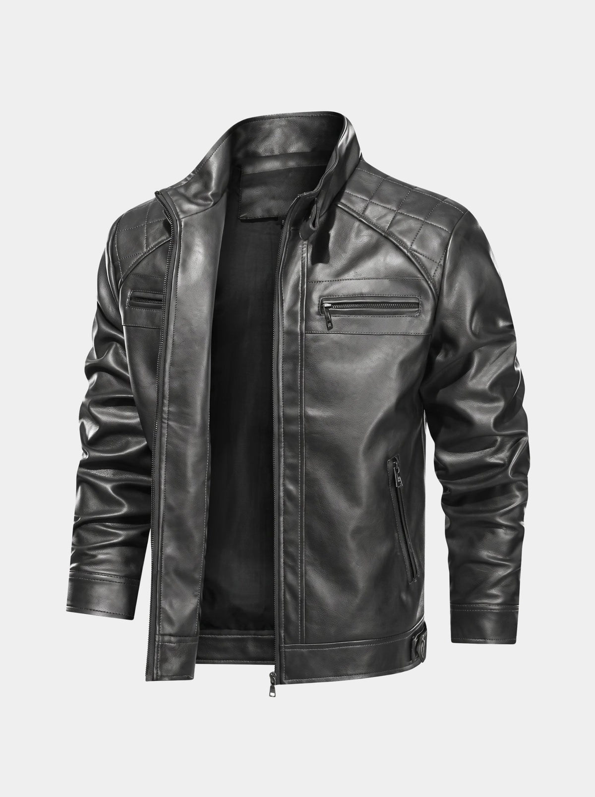 Vulcan Diamond-Stitch Leather Jacket