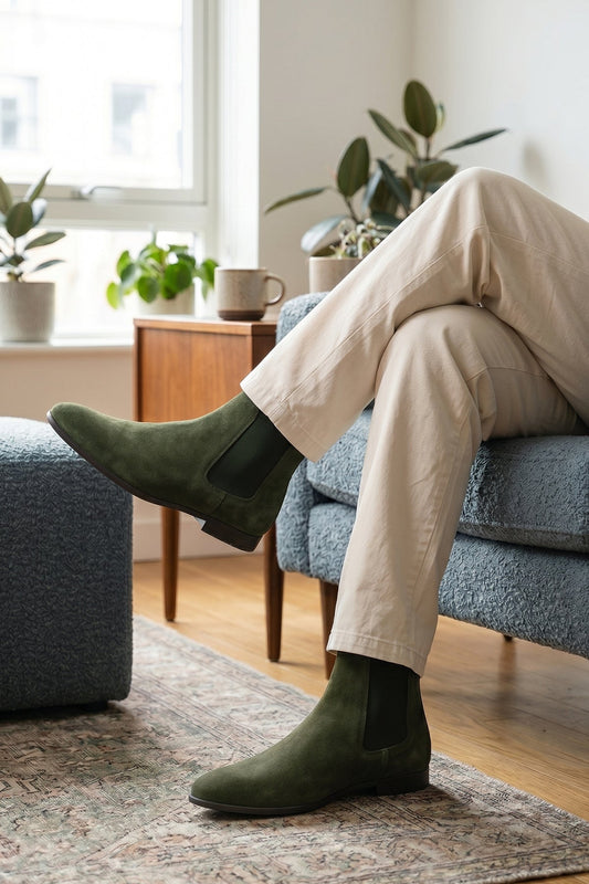 Arosa Green Suede Chelsea Boots