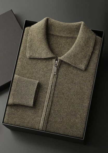 Courchevel Cashmere Zip Polo Cardigan