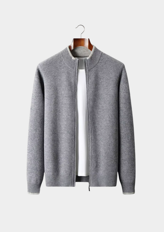 Trento Two-Tone Merino Zip Cardigan