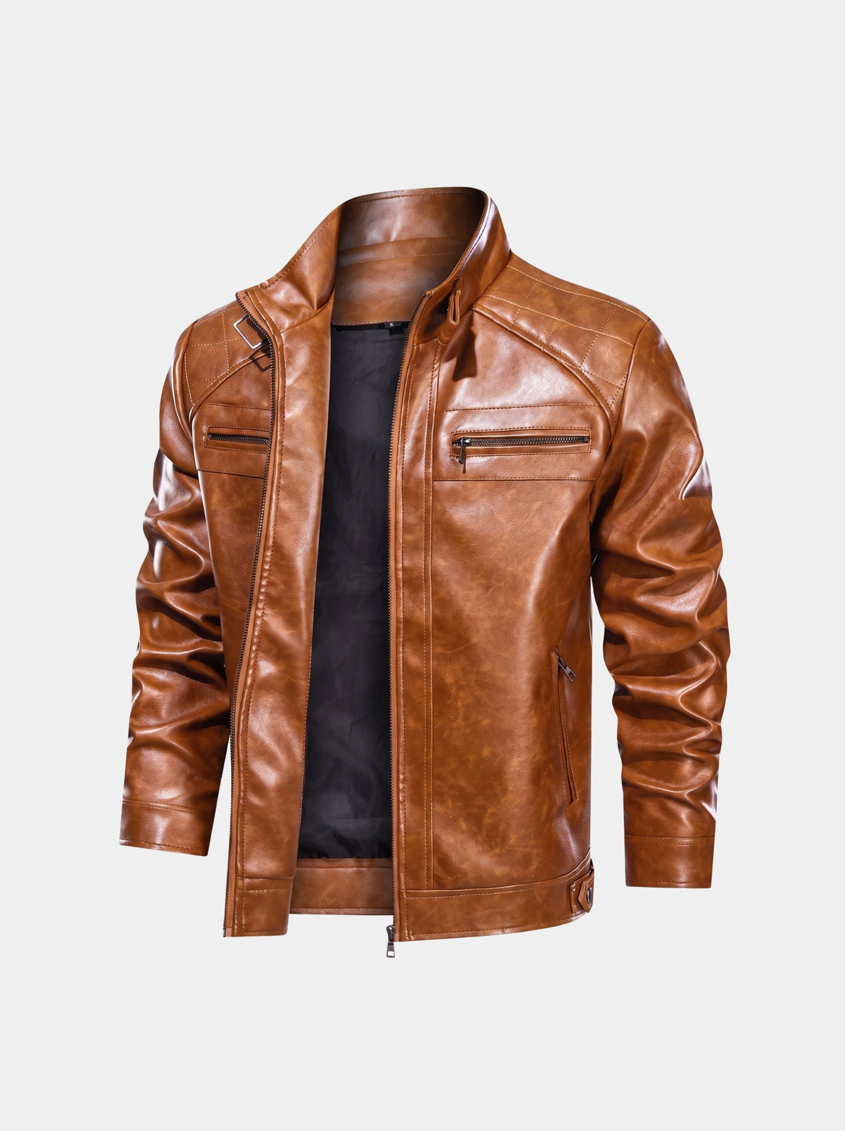 Vulcan Diamond-Stitch Leather Jacket