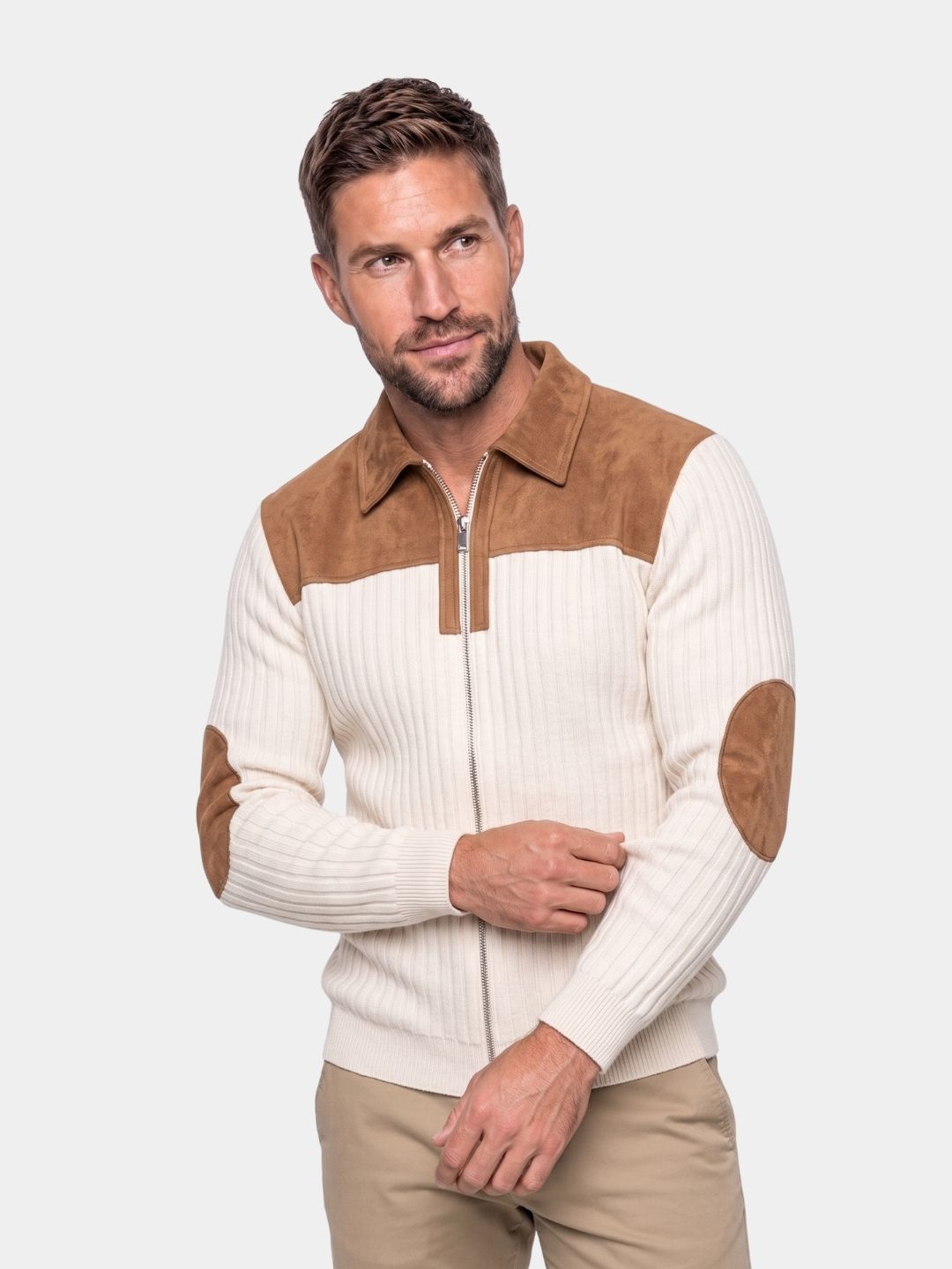 Camborne Elbow Patch Quarter Zip Sweater