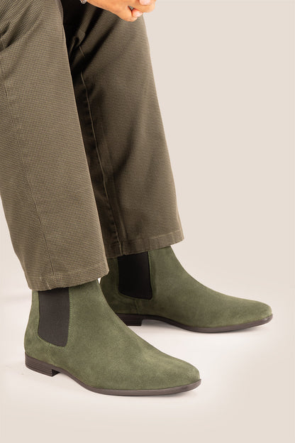 Arosa Green Suede Chelsea Boots