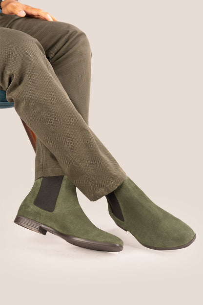 Arosa Green Suede Chelsea Boots