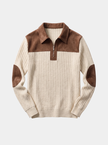 Camborne Elbow Patch Quarter Zip Sweater