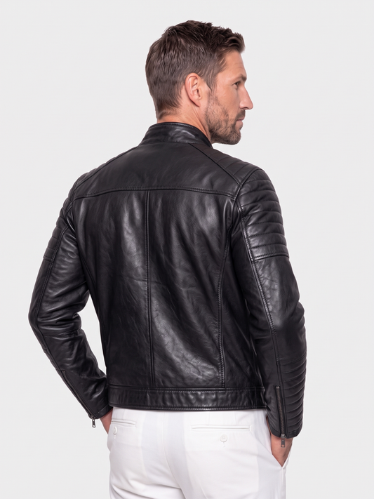 Vulcan Diamond-Stitch Leather Jacket