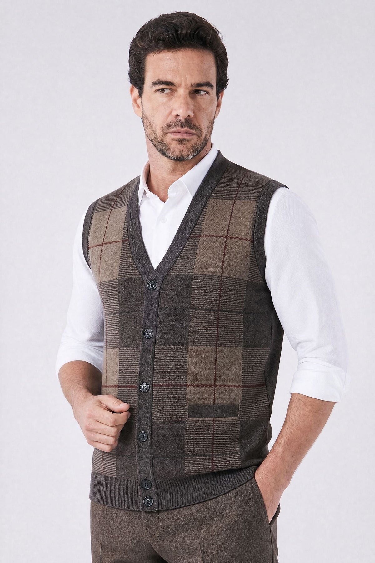 Galway Check Knit Vest
