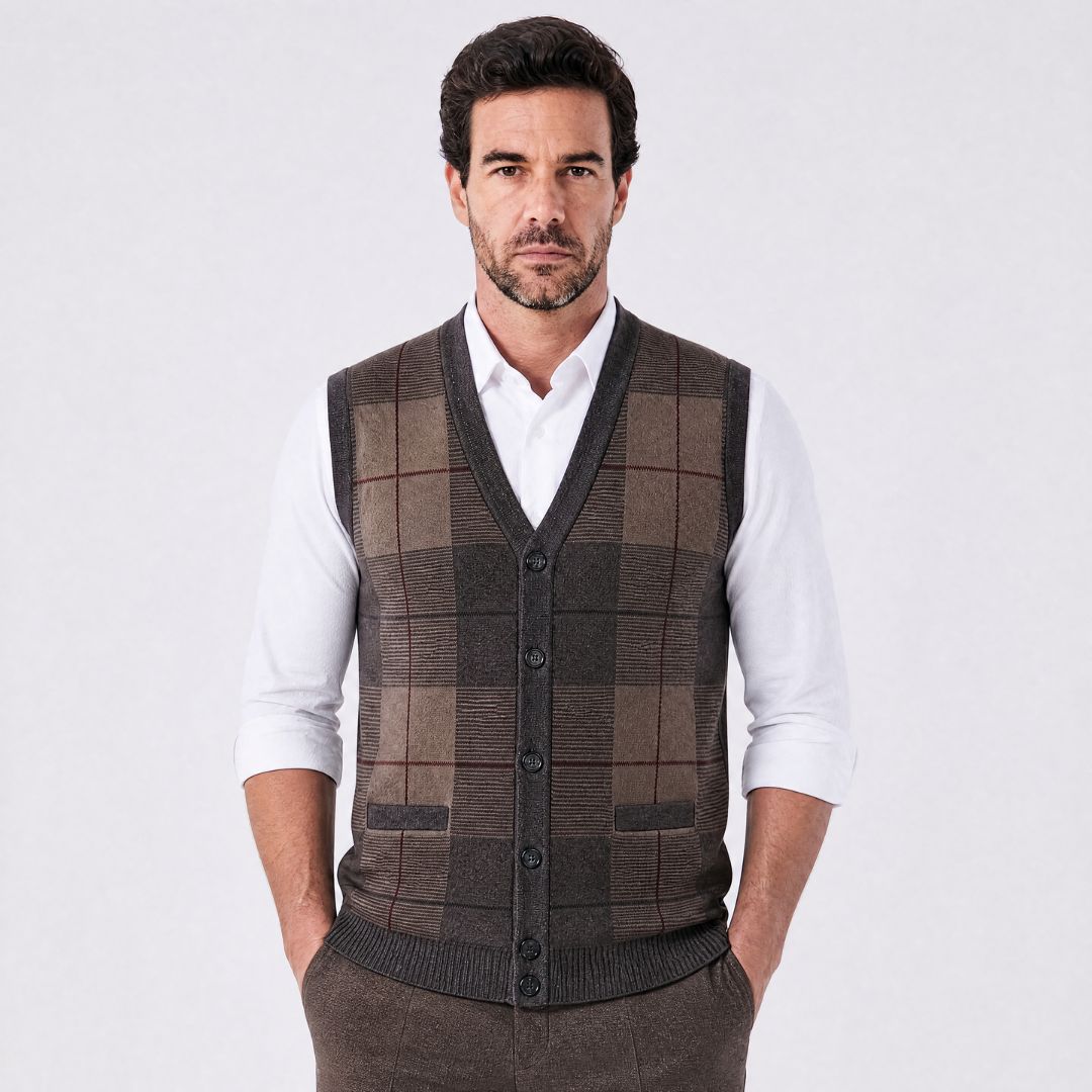 Galway Check Knit Vest