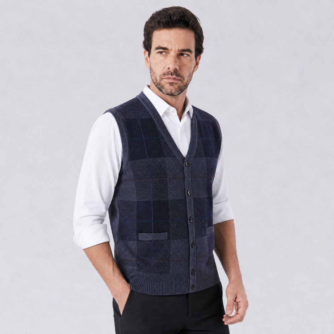 Galway Check Knit Vest