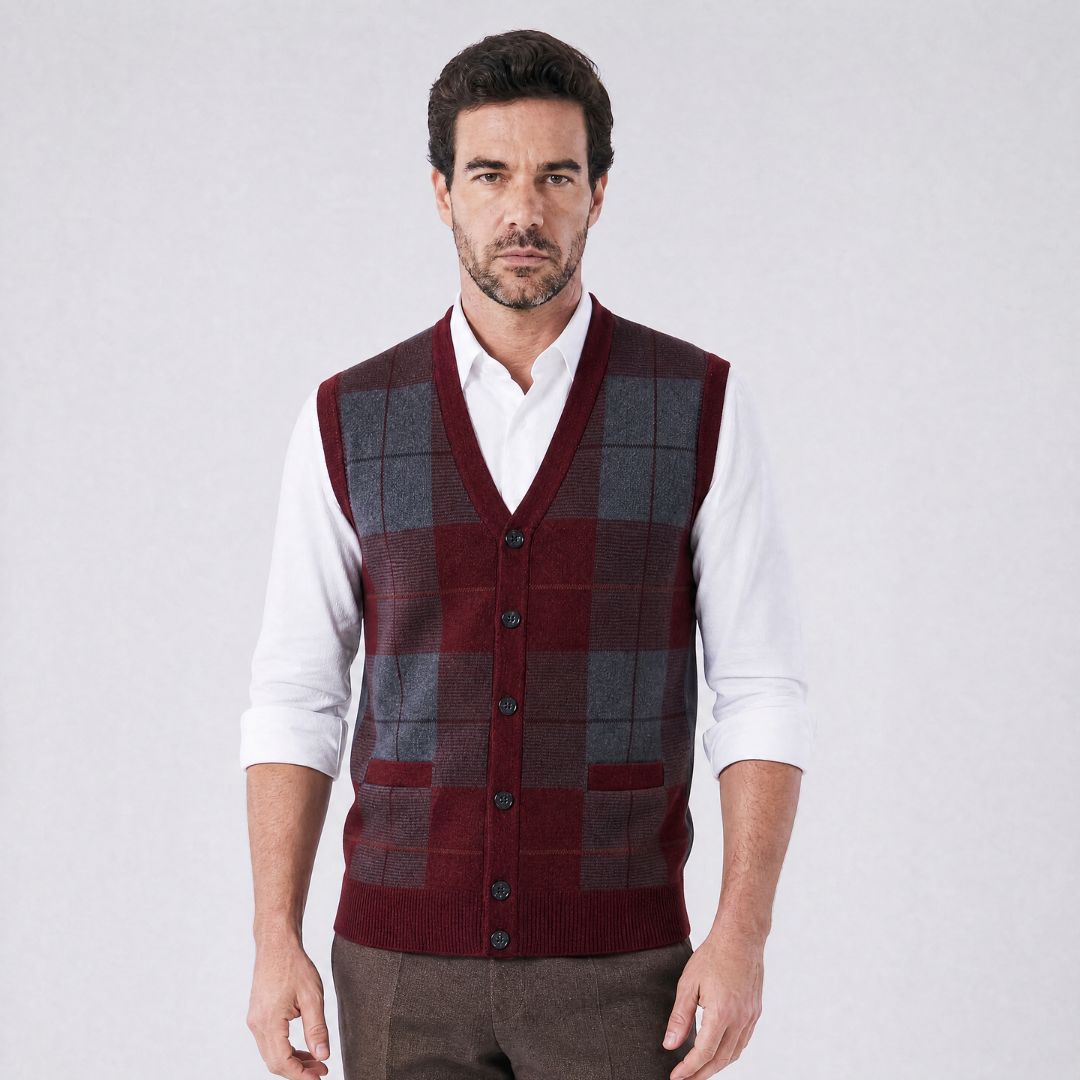 Galway Check Knit Vest