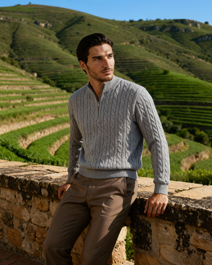 100% Cashmere Woven Half Zip - Montierri