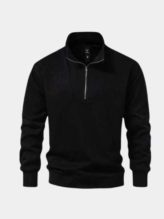 Zip Black Lapel Sports Sweatshirt - Montierri
